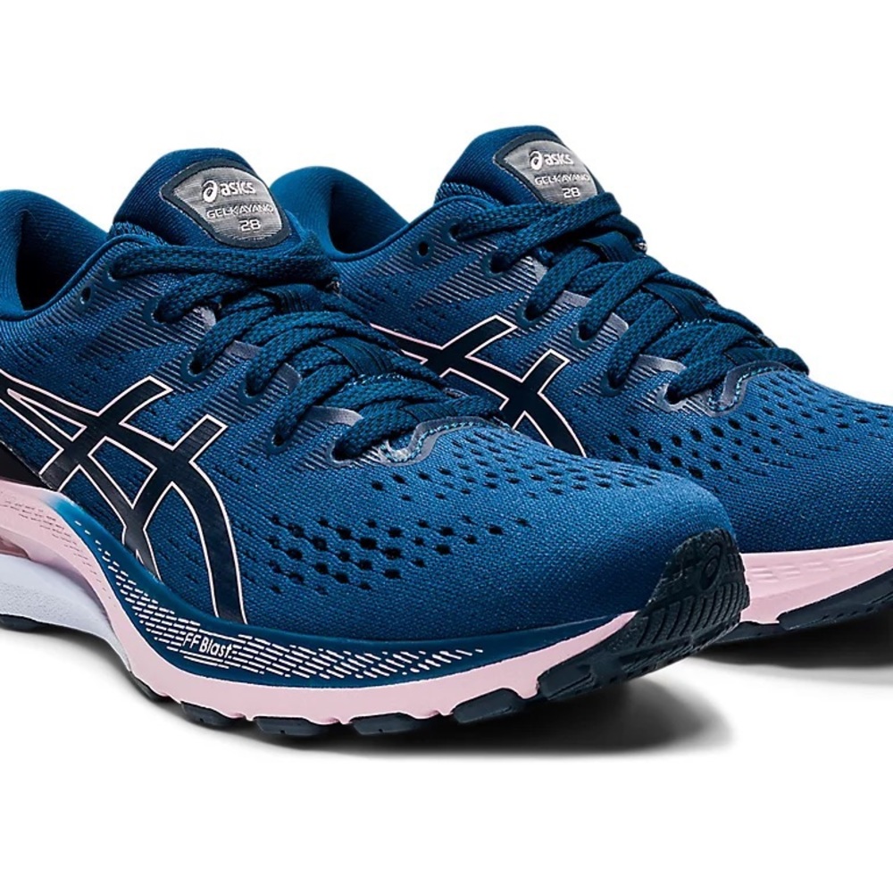ASICS Gel-Kayano 28 blue and pink